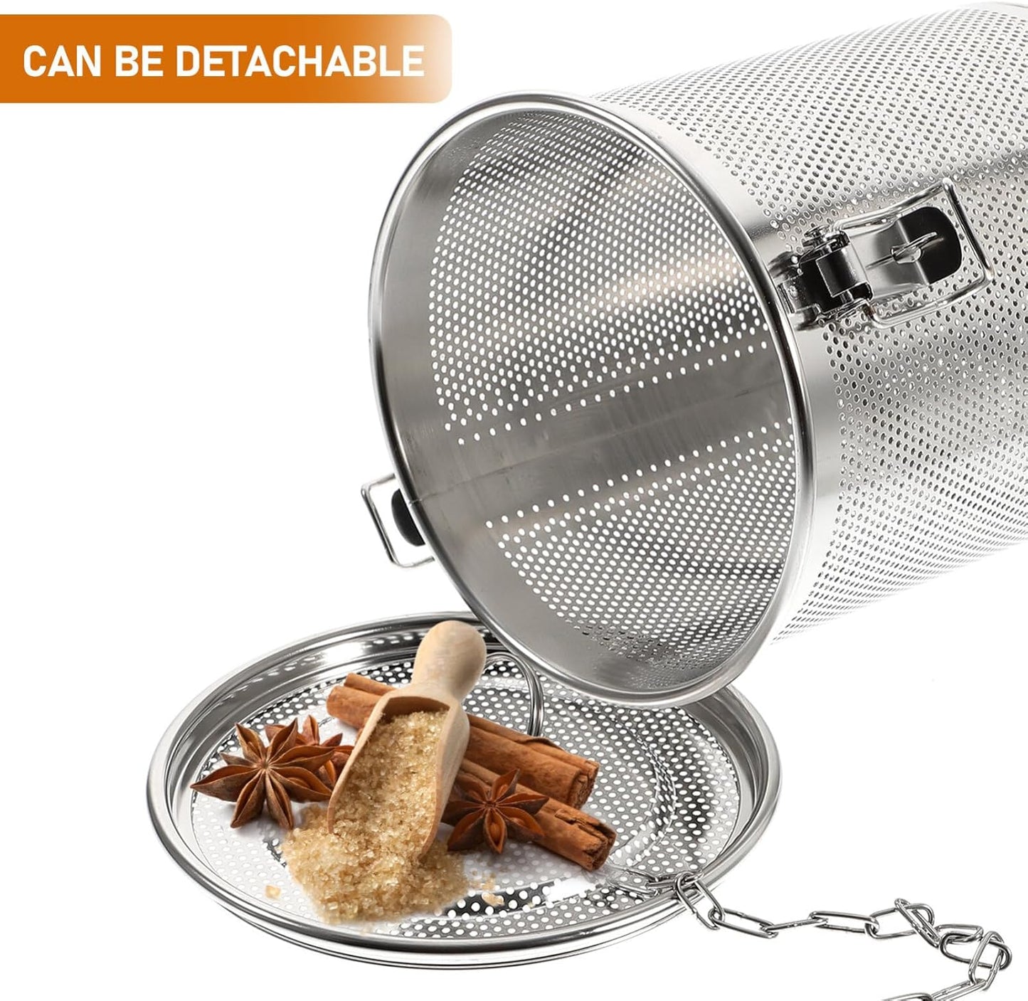 Hemoton Stainless Steel Tea Ball Infuser, Large Capacity Strainer with Extended Chain Hook for Brew Loose Leaf Tea