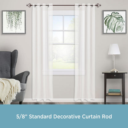 Kenney KN65406 Serena Large Plastic Heart Scroll End Curtain Rod, 28-48" Adjustable, Chocolate Finish