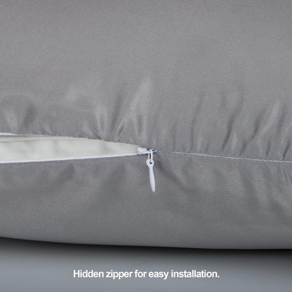 2 Pack Zipped Satin Pillowcases for Hair and Skin, Silky Soft (20"x30"), Dark Grey