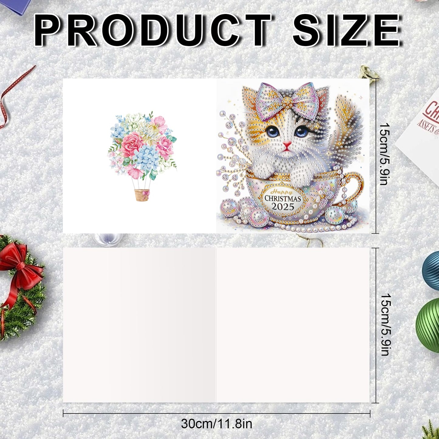 JZHYOAN 6Pcs Cat Diamond Art Card with Envelopes DIY Animal Diamond Painting Cards Birthday Greeting Cards for Holidays Celebrations Crystal Arts Craft Gem Art Gem Painting Mosaic Kit for Adults