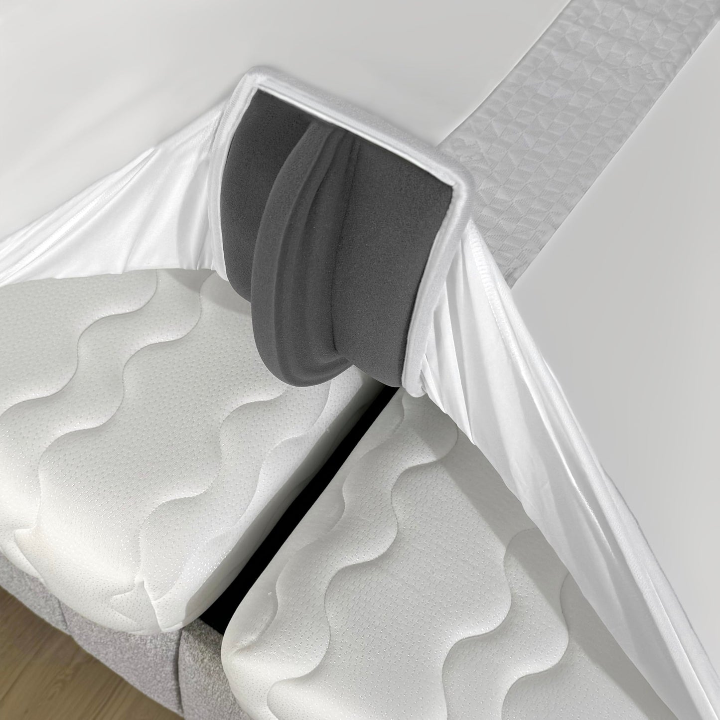 EPHEDORA 2-in-1 Fitted Sheet Attached Bed Bridge Twin (XL) to King Converter Kit | Split King Gap Filler for Adjustable Bed | White