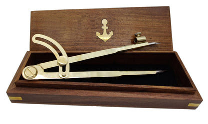 5MoonSun5's 8 Inch Large Pencil Marking Compass Circle Leather Scratch Compass Maker Scriber Marking Wing Divider, Ideal for Drawing Circles, Scribing Wood Metal, Drafting,Map Plotting with wooden box