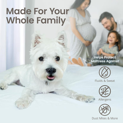 18" SafeRest Waterproof Mattress Protector Full Size Absorbent Breathable Soft Fitted Bed Cover with Deep Stretchable