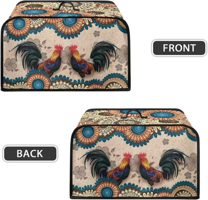 Rooster Boho Slow Cooker Dust Cover with Handle and Side Pocket for 6-8 Quart Kitchen Appliances