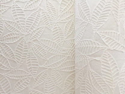 MULBERRY PAPER, EMBOSSED LEAVES, WHITE MULBERRY PAPER SHEET