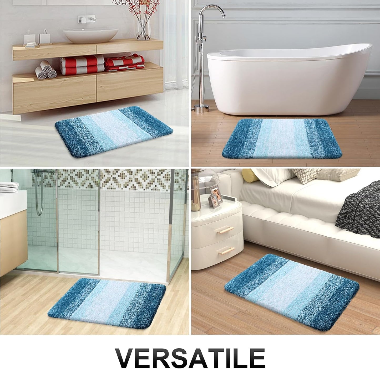 OLANLY Bathroom Runner Rug - Extra Soft Microfiber Mat with Rubber Backing | Quick Dry, Washable, 59x24, Peacock Blue
