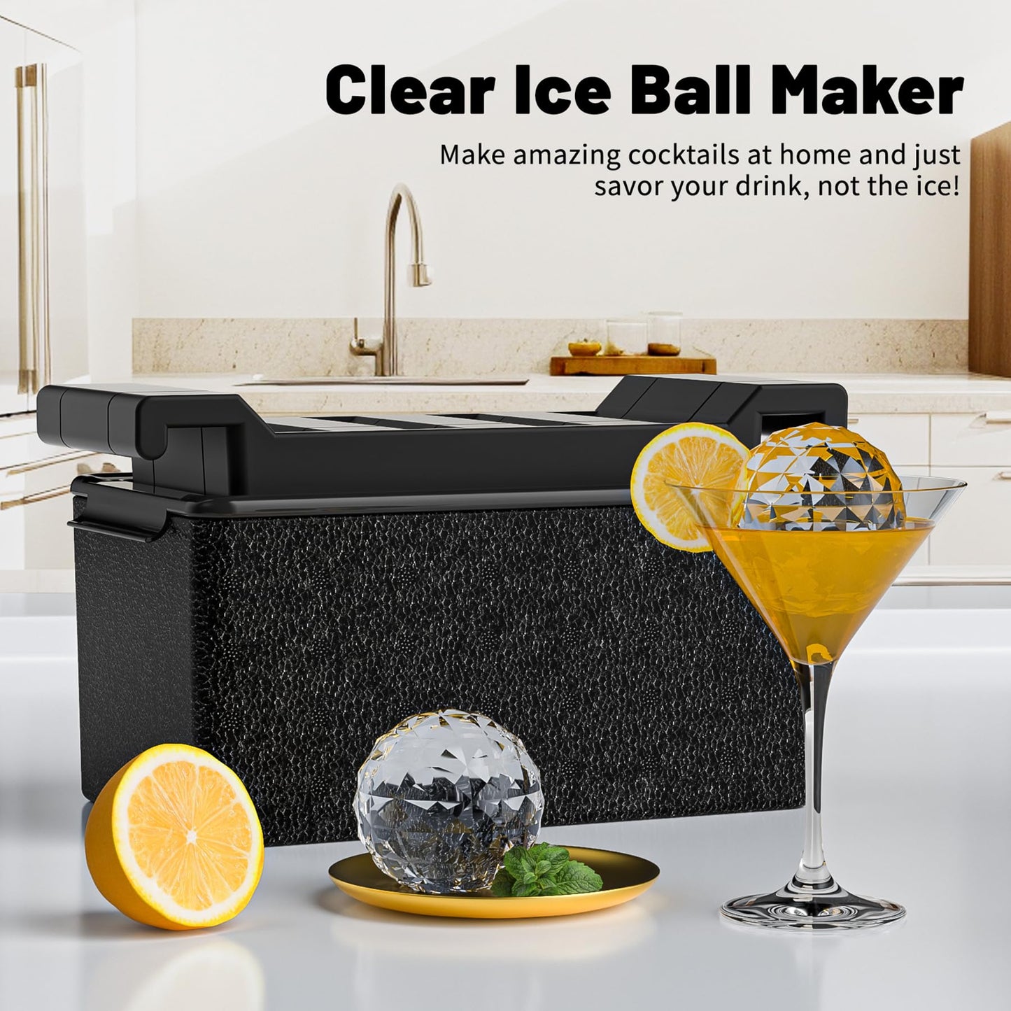 Bangp Clear Ice Ball Maker Mold,Whiskey Ice Cubes Mold,8 Distinctive 2" Crystal Clear Ice Balls for Cocktails and Drinks,Fun Shapes Ice Maker,Gifts for Men