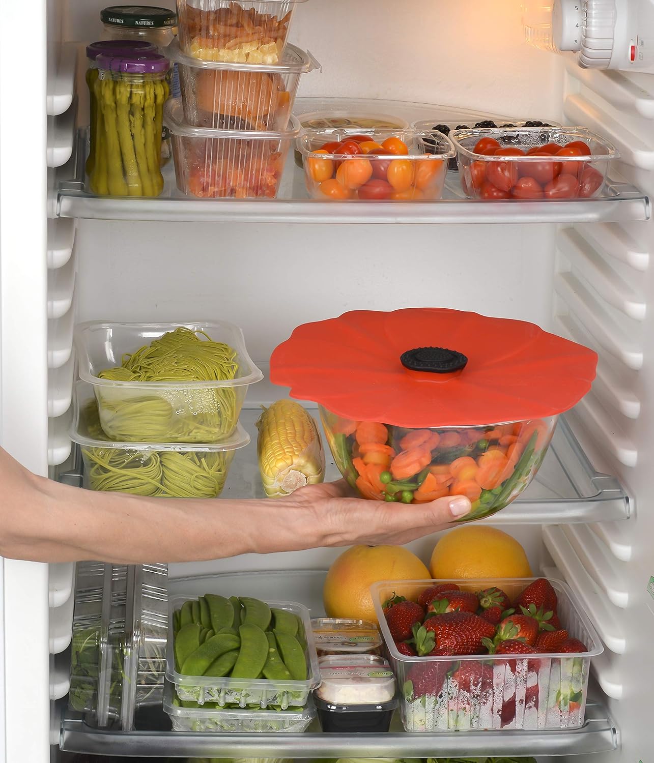 Charles Viancin Poppy Silicone Lid for Food Storage & Cooking, 9''/23cm, Airtight Seal, BPA-Free