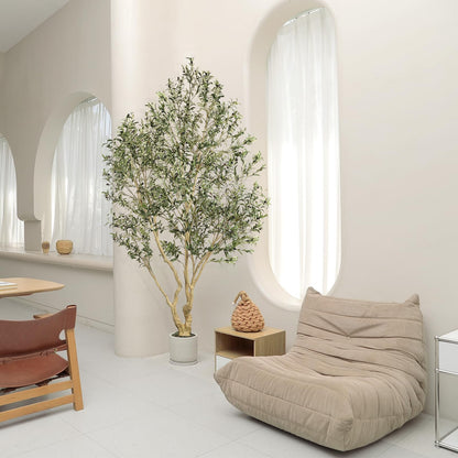 Realead Artificial Olive Tree 9ft - Large Faux Olive Tree with Realistic Leaves and Olives - Full and Grand Design Fake Olive Tree with Sturdy Base for Indoor Home Office Decor