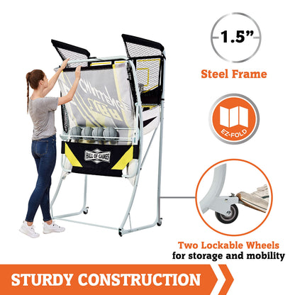 Hall of Games Xtra Long Shot EZ-Fold Premium Arcade Basketball Game with Built-in 4-Ball Storage Rack, Pop Off with The Perfect Basketball Game