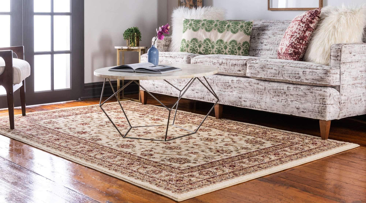 Unique Loom Voyage Collection Traditional Oriental Classic Intricate Design Area Rug (8' 0 x 10' 0 Rectangular, Ivory/Gold)