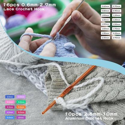 Mayboos 96 Pack Crochet Hooks Set, Ergonomic Crochet Hooks Weave Yarn Kits with Storage Case and Crochet Needle Accessories, Crochet Needles Kit for Beginners and Experienced Crochet Hook