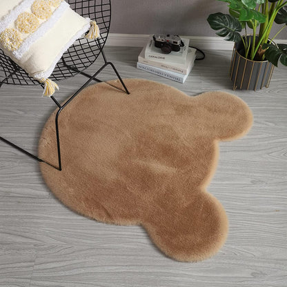 2 2 Cute Bear Rugs for Bedroom Aesthetic x Feet Soft Fluffy Kids Area Rug for Playroom Fuzzy Faux Rabbit Fur Rug