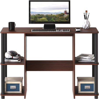 SHW 38-Inch Home Office Wood Desk with Double Sided Shelves, Cherry