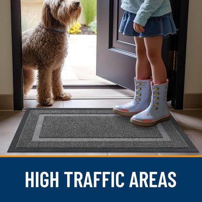 OLANLY Indoor Outdoor Front Door Mat - Waterproof All-Season Doormat, Sturdy Rubber, 29.5x17, Dark Grey