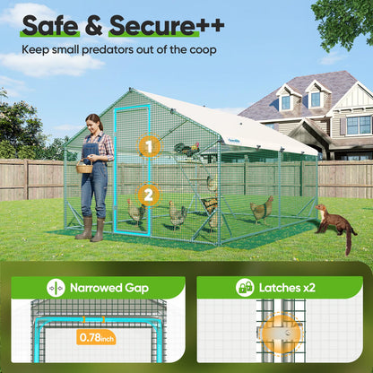 Quictent Advanced Series 12x9 ft Metal Chicken Coop Run with Climbing Ladder, Large Walk-in Outdoor Poultry Cage Heavy Duty Predator Proof Hen Duck Rabbit Farm Pen House, Waterproof Anti-UV Cover