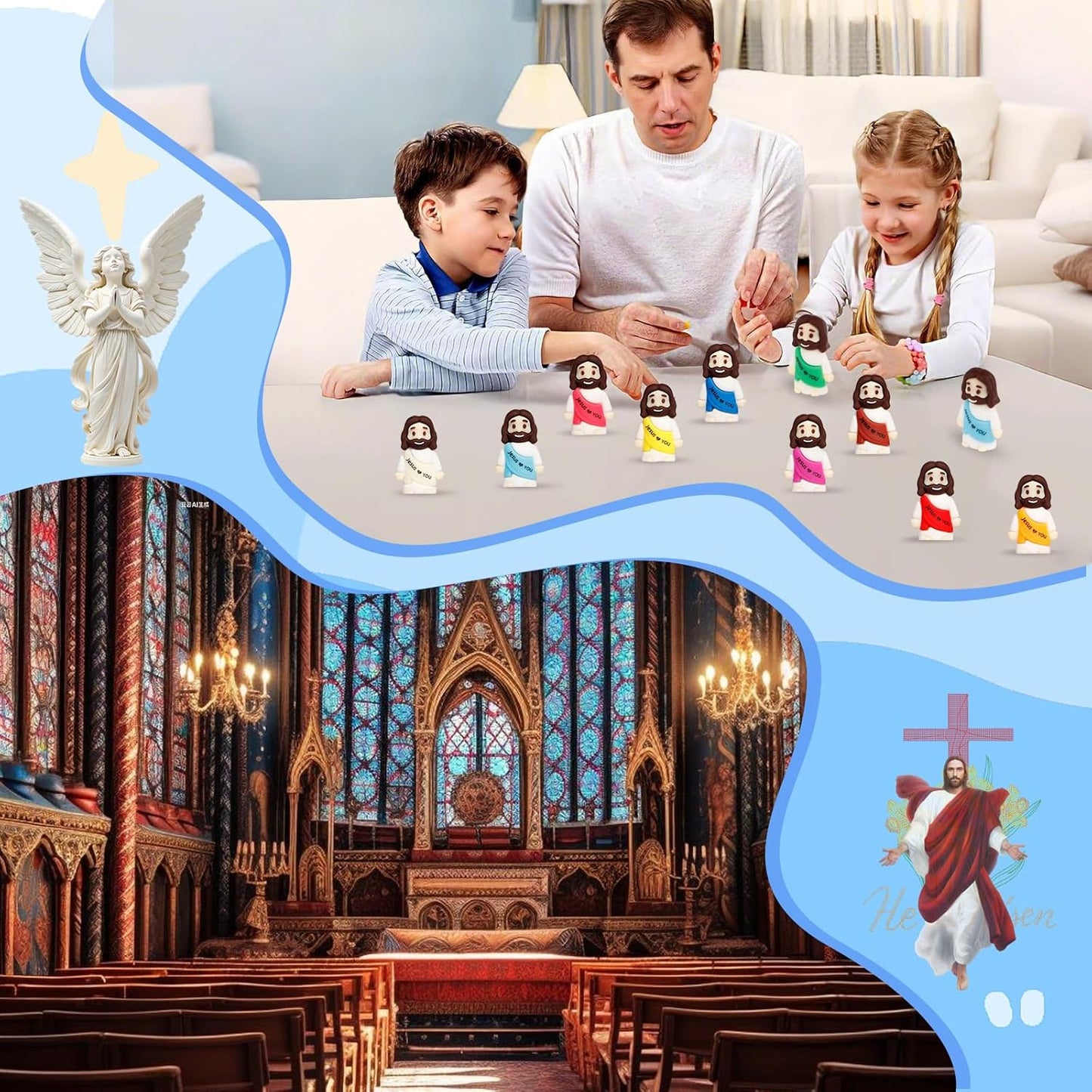 Skiennix 200PCS Mini Jesus Figurines - Colorful Tiny Religious Gifts for Easter Egg Stuffers