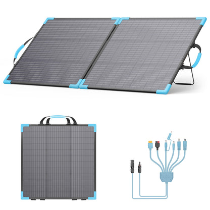 E-POWO 110W Bifacial Portable Solar Panel Suitcase, 23.5% High Efficiency ETFE Foldable Solar Charger for Power Station,IP68 Waterproof 2 Reinforced Kickstands for RV Camping Off-Grid Blackouts