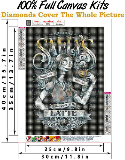 SaxSauly DIY 5D Diamond Painting Halloween Skull by Numbers Kits for Adult and Kids,Round Full Drill Crystal Rhinestone Cross Stitch Arts Craft Canvas for Home Wall Decor.(Skull-4-12X16in/30X40cm)