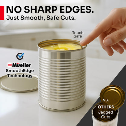 MUELLER HOME SmoothEdge Auto Electric Can Opener – Battery‑Operated One‑Touch w Magnet Lid Lifter – Portable Hands‑Free Automatic Can Openers for Seniors & Arthritis, Smooth‑Edge Cut Technology, Black