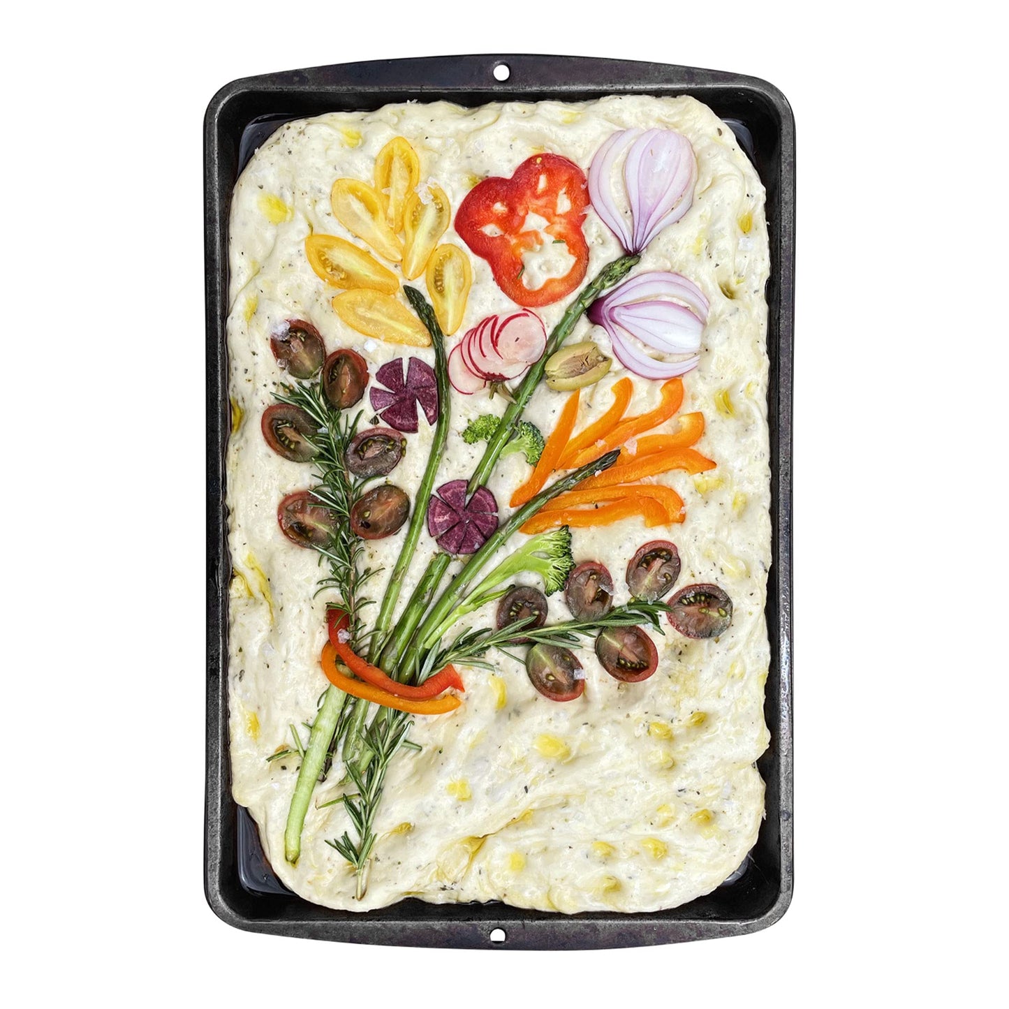 Global Grub Focaccia Bread Art Kit for Kids, Teens, Adults - Fun DIY Professional Bread Baking Kit Comes with Bread Flour, Food Tweezers for Decorating, Art Gallery and Step by Step Instructions