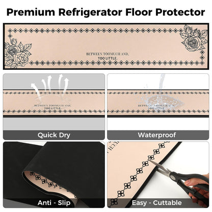 Incycall Fridge Mat - 9.1" x 38.6"Refrigerator Mats with Water Absorbent, Leak-Proof Rubber Backing, Easy to Clean, Bohemian Design, Protect Floors from Spills (Rose)