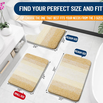 OLANLY Bathroom Runner Rug - Extra Soft Microfiber Mat with Rubber Backing | Quick Dry, Washable, 47x20, Light Yellow