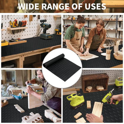 48" x 17" Work Bench Mat, Non-Slip Textured PVC Bench Pad, Enhanced 2 mm Thick Scratch-Resistant Tool Bench Liner for Woodworking, DIY, Garage & Tabletop Protection