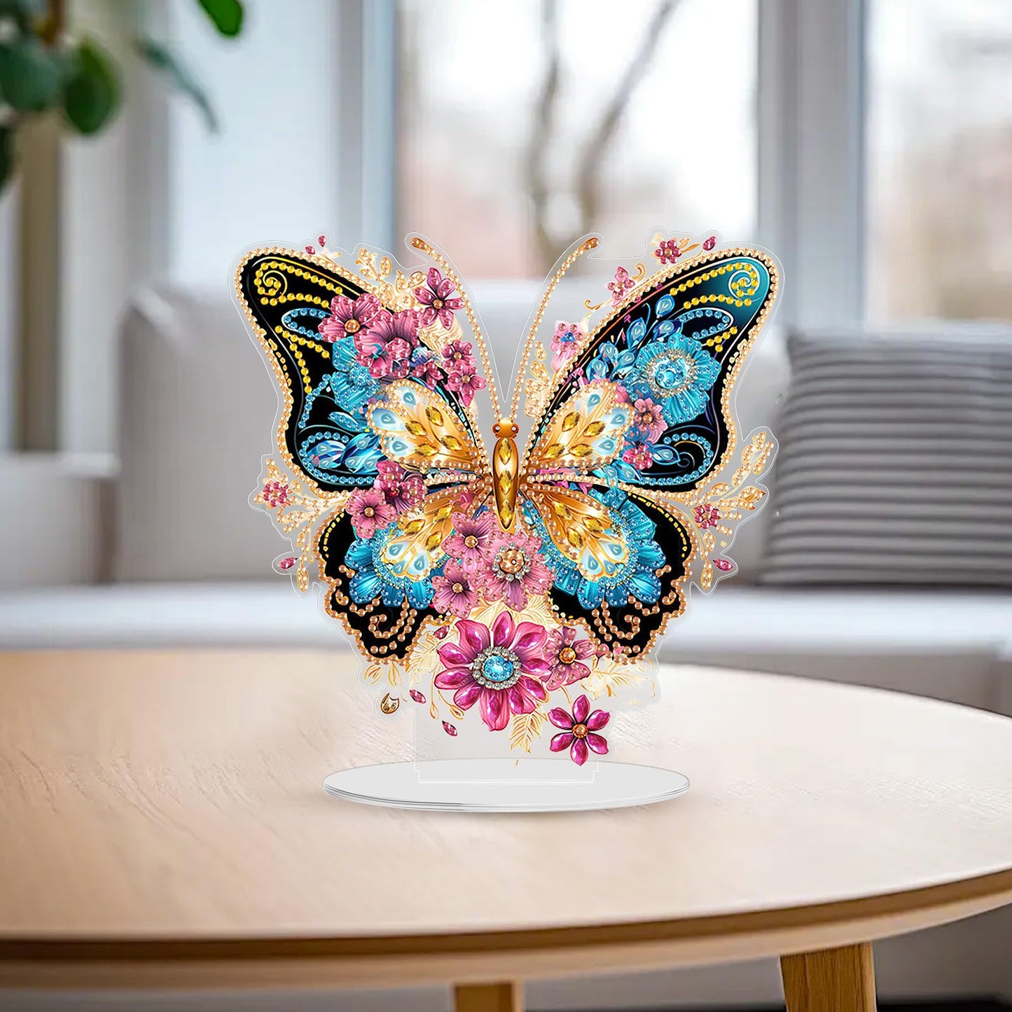 GHHKUD Butterfly Diamond Painting Desktop Ornament for Adults Double Sided, Stand Up Diamond Art Ornaments DIY Special Diamond Gem Craft Tabletop Placement Board Kit for Home Decor