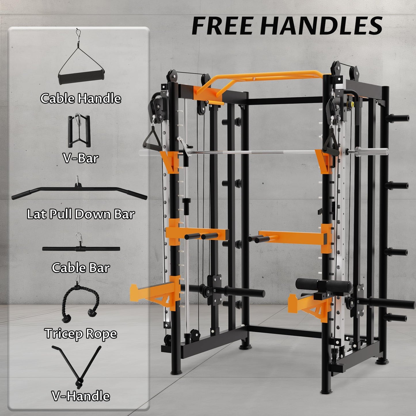 Fitvids All-in-One Power Cage with Pulley Cable Crossover System, Squat Rack, Leg Extension & Curl – Multi-Functional Home Gym Strength Training Equipment