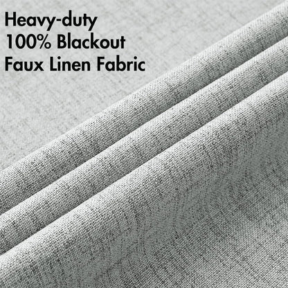 MIULEE Blackout Linen Curtains - Thermal Insulated Room Darkening Drapes | Glacier Gray, 52 x 45 Inch (2 Panels)
