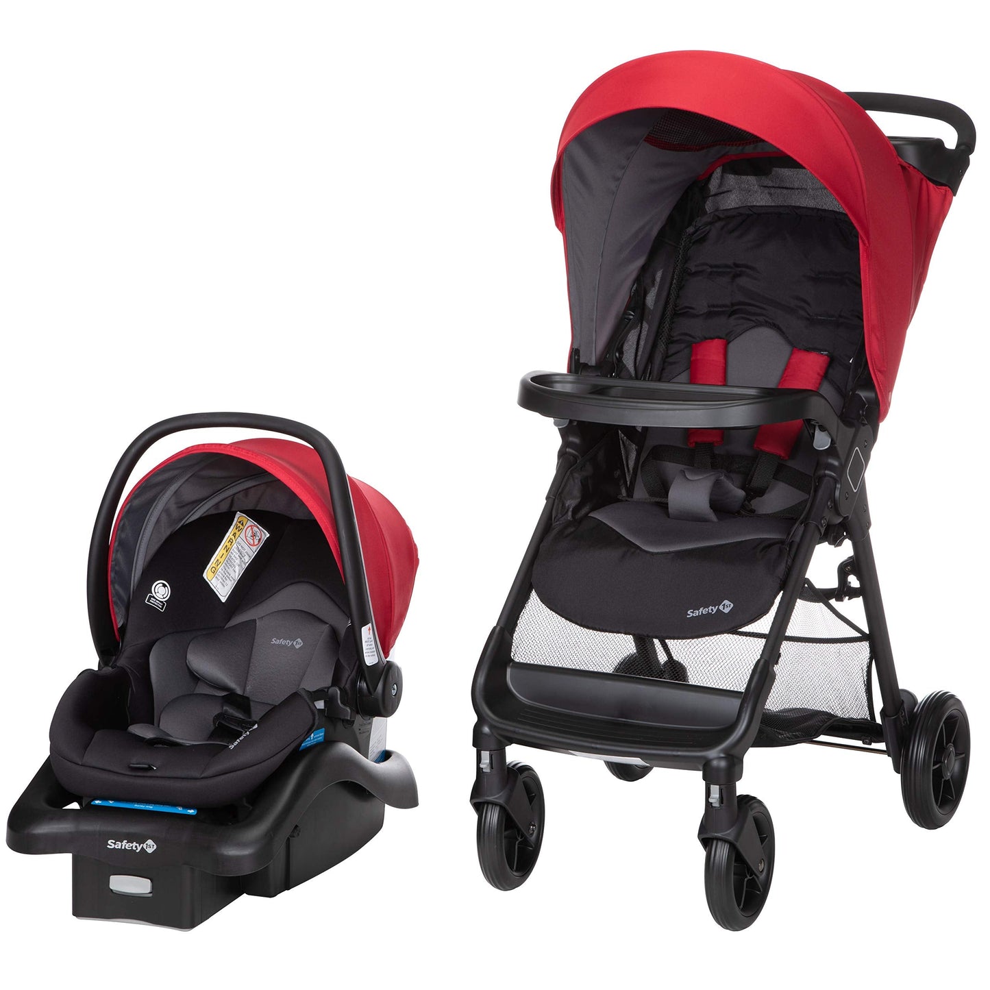 Safety 1st Smooth Ride Travel System Stroller and OnBoard FLX Infant Car Seat, Newborn to Toddler Baby Combo, Easy-Install, Large Canopy, Ample Storage, Foldable, Rear-Facing 4-30 lbs, Black Cherry