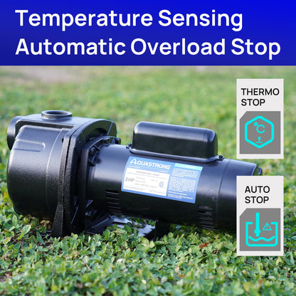 AQUASTRONG 2 HP Shallow Well Jet/Centrifugal Pump, 230V, 5200 GPH, Durable Cast Iron Booster Pump for Lawn Sprinkler, Garden Irrigation