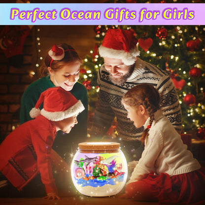 Gifmore Ocean Light Up Terrarium Kit for Kids, DIY Shark Sea Animal Crafts Toys, Birthday Presents for Boys Girls Ages 4-12