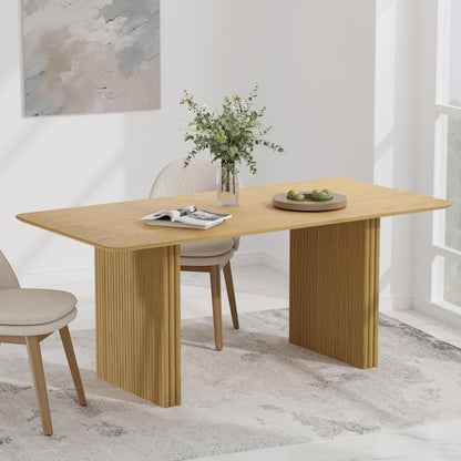 Casaphoria 67" Rectangular Dining Table, Modern Kitchen Table for 4-6, Farmhouse Style Large Table, Easy Assembly for Living Room, Kitchen, Bar, Natural Wood