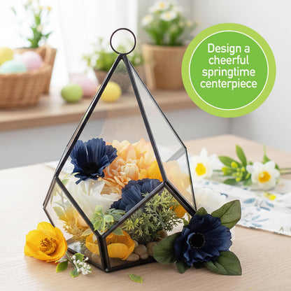 D'Eco Glass Teardrop Centerpiece (6x6x7)- Tabletop or Hanging Planter Terrarium- Spring Home & Wedding Decor- Fill with Succulents, Cacti, Air Plants, Moss, Flowers for Plant Lovers