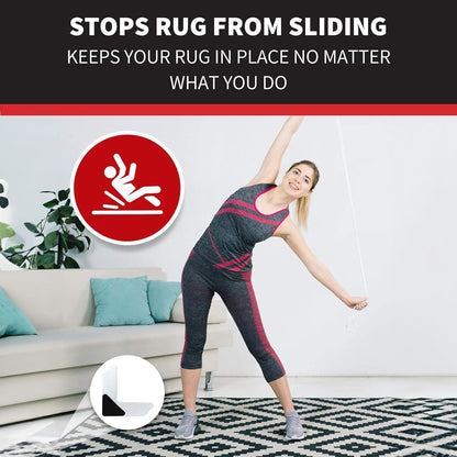 StepNGrip Rug Corner Grippers 4-Pack, Reusable Carpet Grip Pads to Hold Rugs in Place, 6.5 x 6.5 Inches