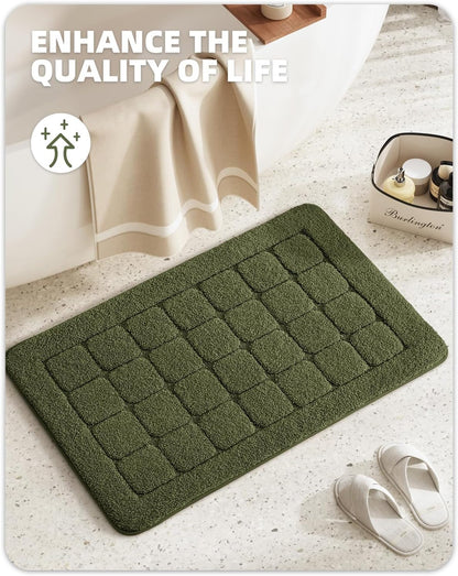 Color&Geometry Green Bath Mat, Non Slip Washable 24"x36" Large Absorbent Bath Mats for Bathroom and Bathtub