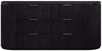 Meridian Furniture 818Black-D Astrid Collection Modern | Contemporary Dresser with Rich Black Finish, Mix of Solid Wood, MDF and Oak Veneer, Fluted Wood, 70" W x 20" D x 33" H, Black