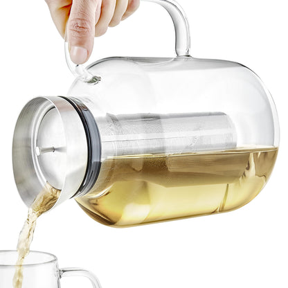 Teabloom 100% Plastic-Free Extra-Large Multi-Brew Borosilicate Glass Teapot + Kettle + Pitcher – Steep and Serve Hot Tea, Iced Tea, Cold Brew Tea and Fruit Infused Water – Legacy Tea Maker