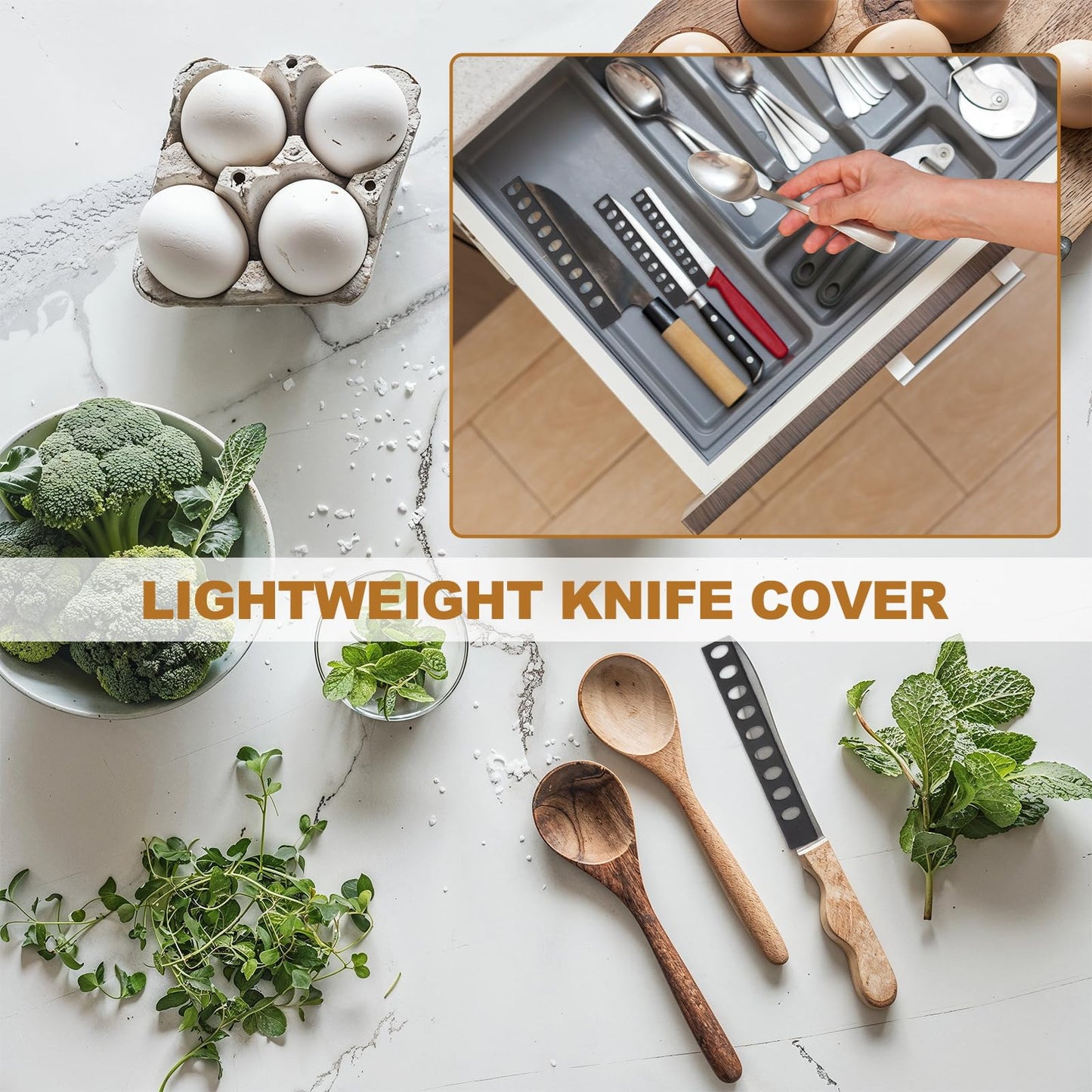 PATIKIL 24Pcs PP Universal Blade Edge Guard Cover, Blade Cutting Edge Sleeve of 8" Blade Cover for Kitchen, Dining Room, Black
