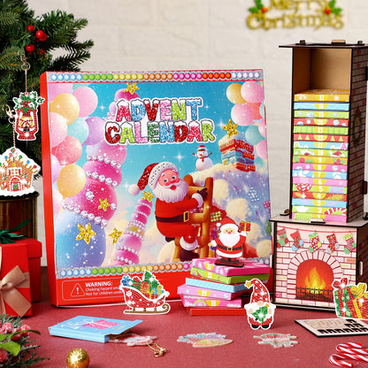 Cinnvoice Advent Calendar 2026 Santa Down the Chimney Christmas Diamond Painting Kits 24 Days Christmas Countdown Calendar DIY Gem Keychains Christmas Gift for Stockings Hanging Ornaments Party Favors