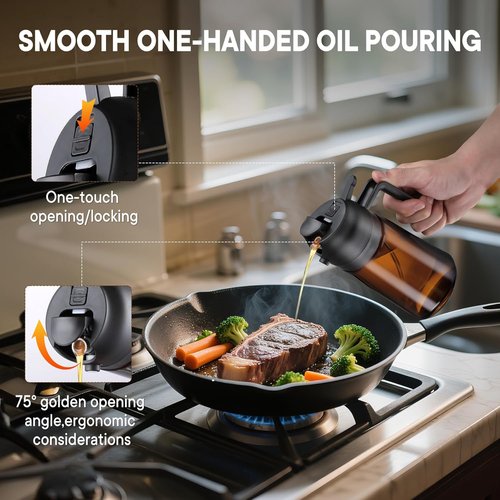 LAKUMIQI Olive Oil Sprayer | 2-in-1 Glass Dispenser & Mister – 16oz, Non-Aerosol, Leak-Resistant for Cooking & BBQ