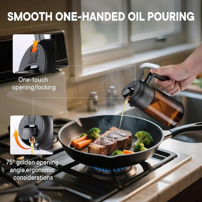 LAKUMIQI Olive Oil Sprayer | 2-in-1 Glass Dispenser & Mister – 16oz, Non-Aerosol, Leak-Resistant for Cooking & BBQ
