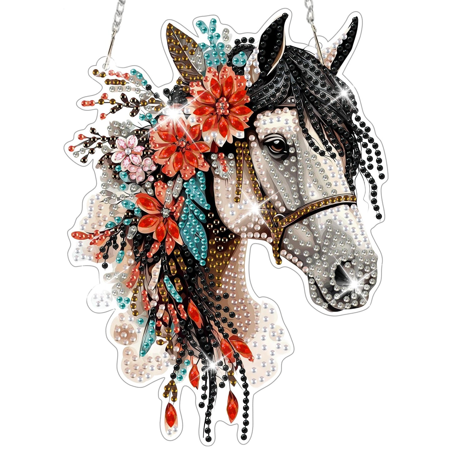 NAIMOER DIY Hanging Diamond Art Kits for Adults, Horse Diamond Painting Kits, Special Shaped Rhinestone, Acrylic 5D Gem Art Craft Window Pendants Home Garden Wall Hanging Ornament Kits