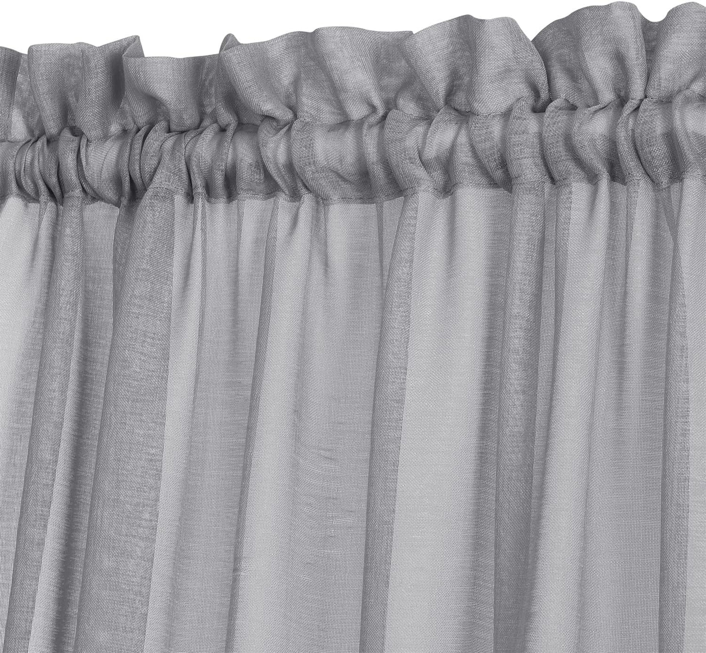 Aquazolax Transparent Sheer French Door Curtain Panel (1 Piece, 30W x 40L, Grey) - Elegant Solid Voile Rod Pocket