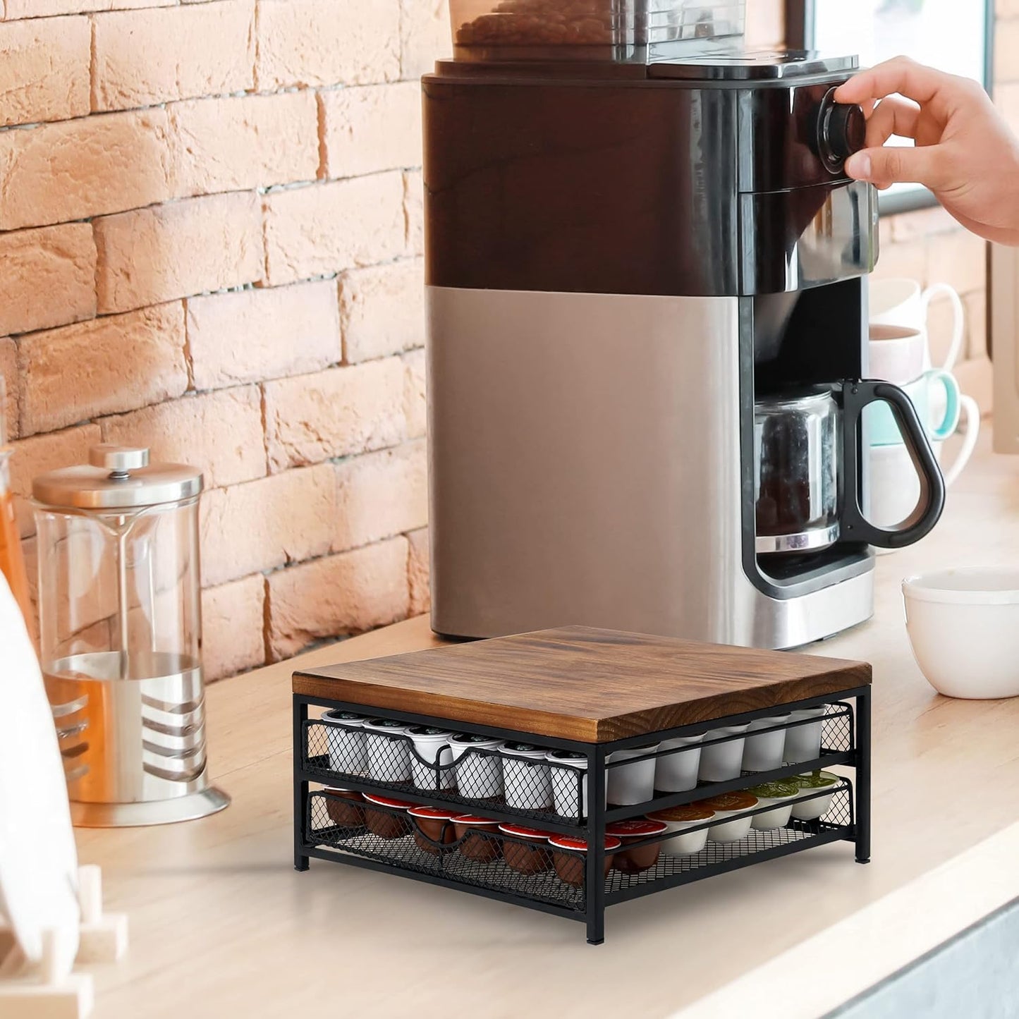 NHZ Coffee Pod Drawer Holder for K Cup, 2-Tier Organizer, No Assembly Required, K Cup Holder with 72 Capacity