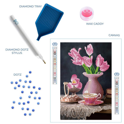 DIAMOND DOTZ Daybreak Tulips Diamond Painting Kits for Adults - Diamond Art Kits a Relaxing Creative Craft Kit with Dotz Gems 13.6x20.5