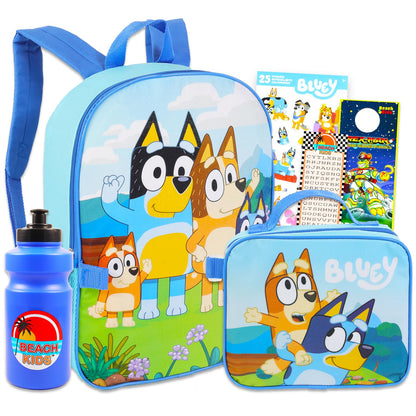 Bluey Backpack and Lunch Bag Set - Bundle with 16” School Bag, Lunch Box, Water Bottle, Stickers, More | Bluey School Supplies for Kids, Toddlers, Girls