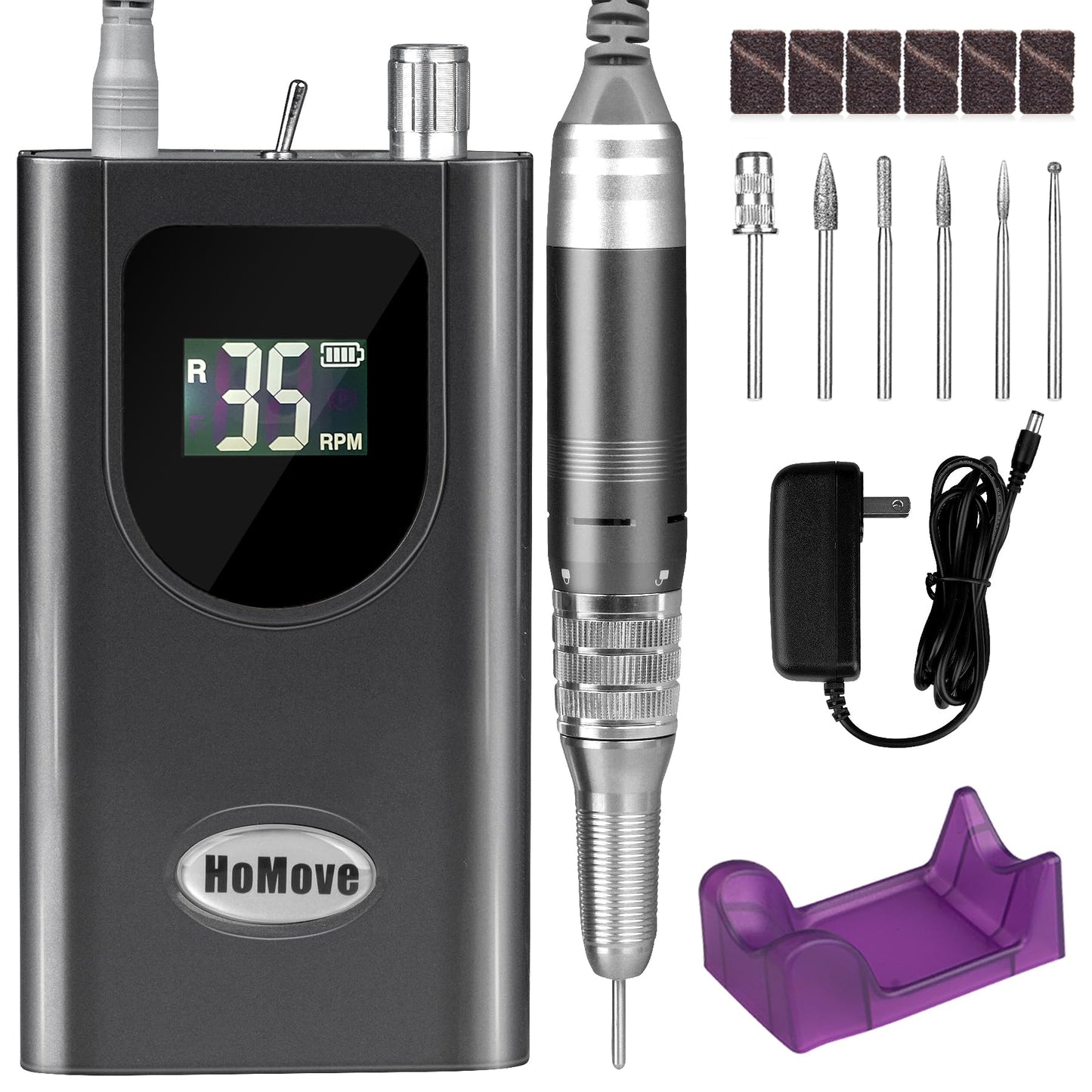 35000RPM Portable Nail Drill Machine, HoMove Professional Nail Drill Machine, Rechargeable Electric Efile Nail Drills for Acrylic Gel Nails, Cordless Portable Nails Drill【Rose Gold】